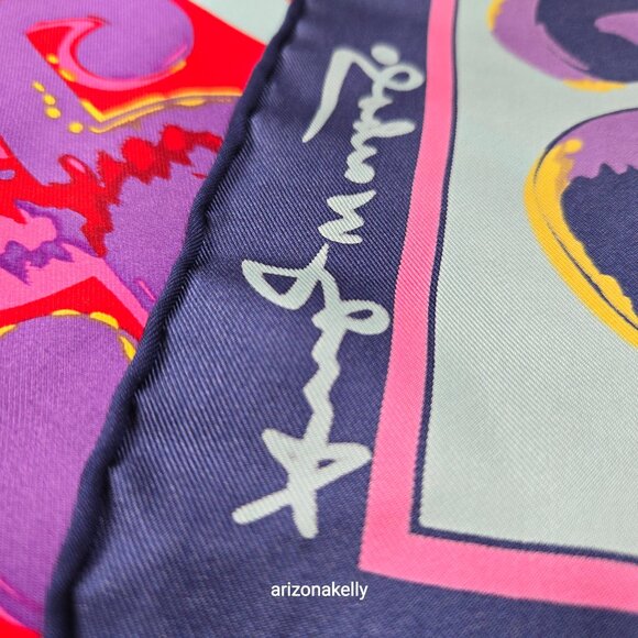 Andy Warhol Dollar Sign Silk Scarf PERFECT! Hand-Rolled Classic Memorabilia - Picture 3 of 11